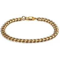 Lucleon 6 mm Goudkleurige Ketting Armband