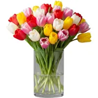 Hakbijl Glass Glazen bloemen cylinder vaas/vazen 15 x 12 cm transparant - Vazen