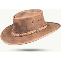 Barmah Leren hoed opvouwbaar Squashy Bronco tan (lichtbruin) maat XXL