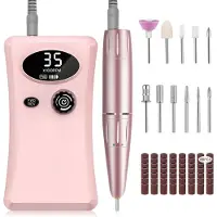 Aura Pedicureset Electrisch - Pedicureset Professioneel - Pedicure Set - Nagelfrees - Pedicure Apparaat – Met 11 Polijstkoppen en 56 Schuurbanden – LCD Scherm – Oplaadbaar - Roze - 21cm x 16cm x 6cm