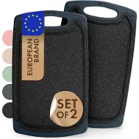 Blumtal Snijplank Kunststof Variera - BPA Vrij - 25 x 15 cm - Zwart Marmer - Set van 2