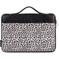 Canvas Artisan Laptophoes 15.6 Inch HV PU - Laptoptas - Voor Dames & Heren - Laptop Sleeve met Handvat - Panterprint Zwart