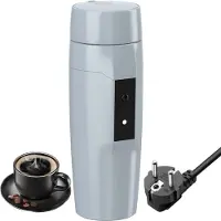 Aura Draagbare Waterkoker – 350 ML - Mini Waterkoker – Automatische Uitschakeling - Portable Reis Waterkoker - Camping Waterkoker - Lichtgrijs - ‎22cm x 9cm x 9cm