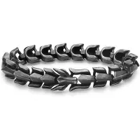 Lucleon Gunmetal Grijze Roestvrijstalen Drakenkop Armband