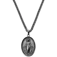 Lucleon Sanctus | Vintage Zilverkleurige Miraculeuze Medaillon Ketting