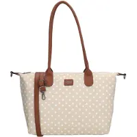Charm London Handtas / Schoudertas Buckingham Stippen Wit-Taupe