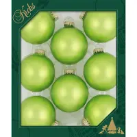 Krebs kerstballen - 16x - parrot velvet groen kleur - D7 cm - glas - kerstversiering - kerstboomversiering