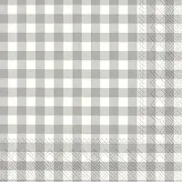 IHR Servetten Vichy Karo - 60x stuks - 3-laags - - grijs/wit geblokt - 33 x 33 cm - Lente/pasen