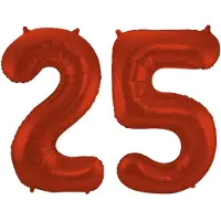 Folat Verjaardag Leeftijd folieballon - 25 jaar - rood - 86 cm - cijferballon groot