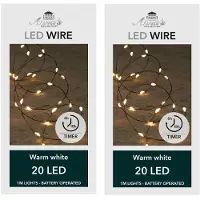 Anna's Collection draadverlichting - 4x - 20 led lampjes - warm wit - 100 cm - batterij - lichtsnoer