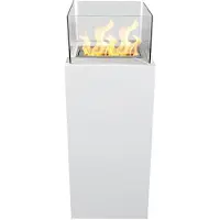 DIVINA FIRE Ischia White: Vrijstaande bioethanolkachel, 40x40x115 cm, geschikt voor binnen- en buitengebruik