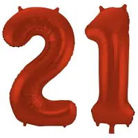 Folat Verjaardag Leeftijd folieballon - 21 jaar - rood - 86 cm - cijferballon groot