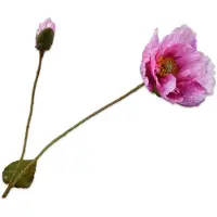 Silk-ka Kunstbloem-Zijden Bloem Klaproos Tak Roze 74 cm Per 2 Stuks