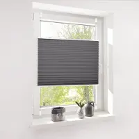 EasyFix Plooigordijn, zonder boren, klembevestiging, grijs, zonwering, zonbescherming, , vouwgordijn, doorschijnend gordijn voor ramen en deuren,120x130cm