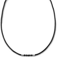 Lucleon Tenvis | 3 mm Zilverkleurige Onyx Leren Ketting