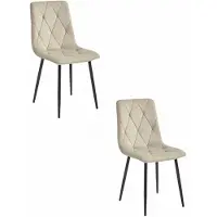 Leobert Fauteuil - - Model Libra - Lichtbeige fluweel / Zwarte poten - Set van 2
