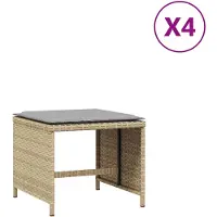 vidaXL Tuinkrukken 4 st met kussens 41x41x36 cm poly rattan beige