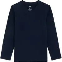 We fashion - Jongens basic T-shirt met V-hals - Regular fit - Donkerblauw - Katoen - Maat: 134/140