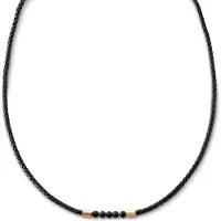 Lucleon Tenvis | 3 mm Goudkleurige Onyx Leren Ketting
