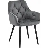 Leobert Chaise - - Jork - Fluweel, donkergrijs / Zwarte poten