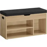 Leobert Schonenrek met Zitkussen - SONOMA, Industriële Stijl, Kleur: Eiken Sonoma en Zwarte Zitkussen, Voor Gang, Hal of Wachtkamer, 80 x 30 x 44 cm, Max. 150 kg