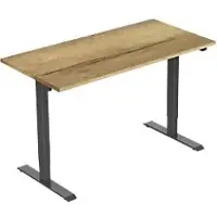 Euroseats 1-Motor Zit-sta-bureau Rechthoekig Naturel Eiken T-Voet 1.200 (B) x 800 (D) x 1.235 (H) mm Metaal