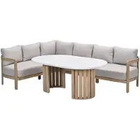 Garden Impressions Sirocco lounge dining set 3-delig links - acacia - grey sand