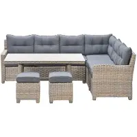 Garden Impressions Alaska lounge dining set 5-delig rechts - vintage willow - light teak vironwood