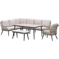 Garden Impressions Kalibo lounge dining set 7-delig links - desert sand
