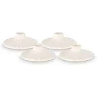 Vtwonen Kandelaar Set van 4 - Kaarsenhouder van Keramiek - Wit - 8x2.5cm