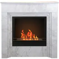 DIVINA FIRE BELLINI vrijstaande bio-ethanolhaard in wit hout met marmerlook, gemaakt in Italië, L96 x D35 x H96