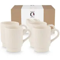 Vt wonen Mok vtwonen Mugs With Ear Ceramic Offwhite (Set van 4)