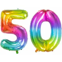 Folat Verjaardag Leeftijd folieballon - 50 jaar - multi kleuren - 86 cm - cijferballon groot