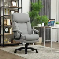 STILVORA Bureaustoel 68,5 x 79 x 117 125 cm - Ergonomisch Hoog Ontwerp - Wipfunctie En In Hoogte Verstelbaar - Voor Kantoor En Thuiswerk - Polyester Lichtgrijs