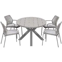 Garden Impressions Natas tuinset 5-delig taupe - Tulli tuintafel 180x115 cm - light teak vironwood