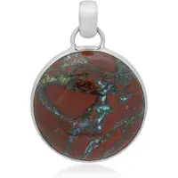 Cavill - Zilveren Hanger - 925 Sterling Zilver Geplatineerd - Dieprode Zariniet Cabochon 30,3 ct - Handgemaakt Bali Barong Design - Luxe Edelsieraad