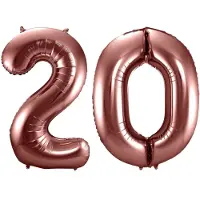 Folat Verjaardag Leeftijd folieballon - 20 jaar - rosé goud - 86 cm - cijferballon groot