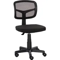 OKWISH Bureaustoel 43 X 48 X 77,5 89,5 Cm - Ergonomisch Met Verstelbare Zithoogte - Draaibaar Met Wielen - Ruimtebesparend Zonder Armleuningen - Stof - Zwart