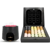 Scentchips Deluxe Moments Cadeauset - Waxmelts Geschenkdoos (144 Geurchips) & Geurbrander – Luxe Huisparfum Giftbox – Chique Zwart