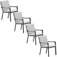Garden Impressions Kasper tuinstoel stapelbaar donker grijs - 4 stuks