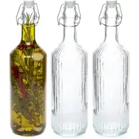 Secret De Gourmet Beugelfles / Weckfles - 3x - transparant glas - luchtdicht - 1 liter - waterfles - 8 x 31 cm