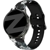 Bandz Siliconen bandje 'Grey Flower' geschikt voor Garmin Vivoactive 4s / Vivomove 3s / Venu 4 - 41mm / Venu 3s / Venu 2s / Forerunner 265s / Forerunner 255s - Grijs