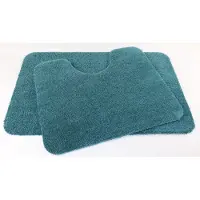 Prima Set - - Soft - Badmat - 50x80cm - en - WC mat - 50x60cm - blauw - groen - antislip - met uitsparing 21cm