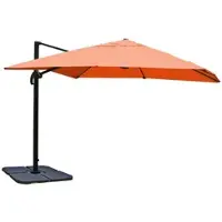 Mendler Ampelscherm HWC-A96, zonnescherm voor horecagebruik, 3x3 meter (diameter 4,24 meter), polyester/alu, 23 kg, terracotta kleur, inclusief standaard, draaibaar