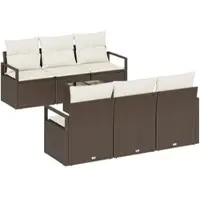 vidaXL Tuinbank Set 7 st 6-Aantal zitplaatsen Bruin en Crème