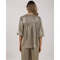 NUKUS Dames Blouses Lilly Blouse Shiny - Olijf - Maat S