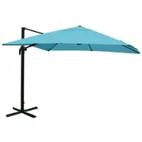 Mendler Gastronomie-scherm met pergola, HWC-A96, 3x4m (diameter 5m), polyester, aluminium/staal, 26 kg, turkoois, zonder statief