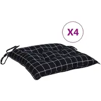 vidaXL Stoelkussens 4 st 50x50x7 cm stof ruitpatroon zwart