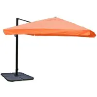Mendler Ampelscherm HWC-A96, geschikt voor horeca, 3x3 meter (diameter 4,24 meter), polyester, aluminium/staal, 23 kg. Inclusief klep, terracotta kleur, met standaard
