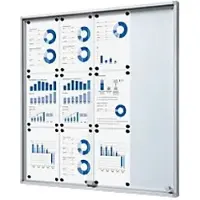 SHOWDOWN Vitrine Magnetisch 12 x A4 Wandmontage Afsluitbaar Binnen 94,8 (B) x 90,6 (H) cm Zilver